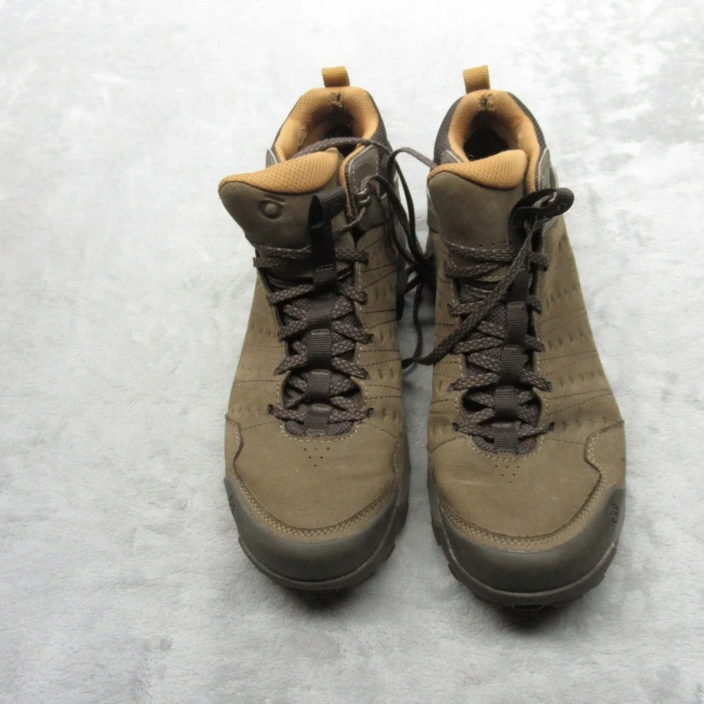 Oboz Hiking Boots Men 9 Green Lace-Up Sypes Mid Leather Waterproof Trail Outdoor